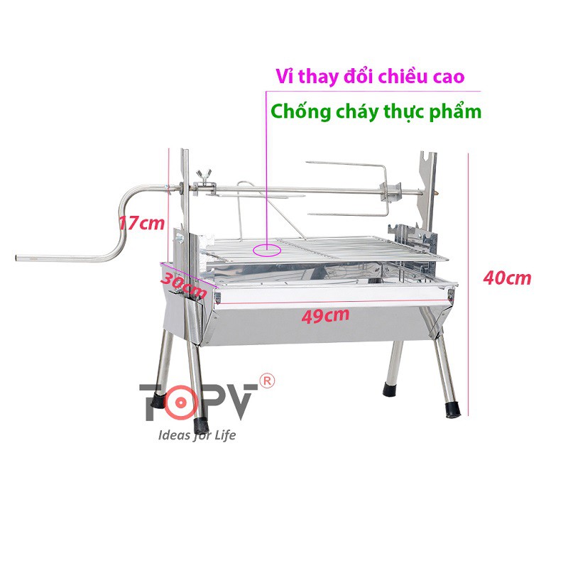 Bếp nướng than hoa đa năng TOPV  2 in 1,bếp nướng than hoa không khói,nướng ngoài trời,lò nướng thịt bằng than,inox DNS