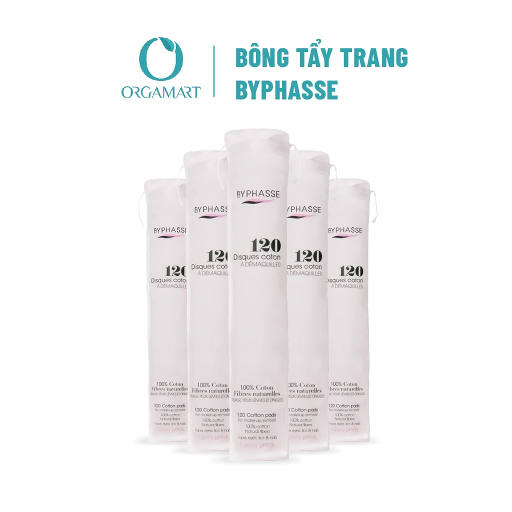 Bông Tẩy Trang Byphasse 100% Cotton Giúp Làm Sạch Cho Da 120 Miếng