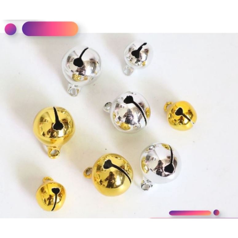 Set 10 quả chuông lục lạc màu vàng/ trắng bạc nguyên liệu làm đồ handmade DIY, phụ liệu may mặc size nhỏ