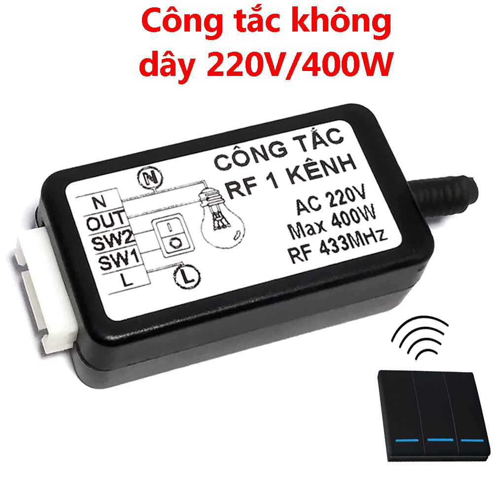 Công tắc Không dây 220V điều khển từ xa thông minh 1 kênh 220V RF 433MHz  học lệnh - Công tắc cầu thang, đèn ngủ