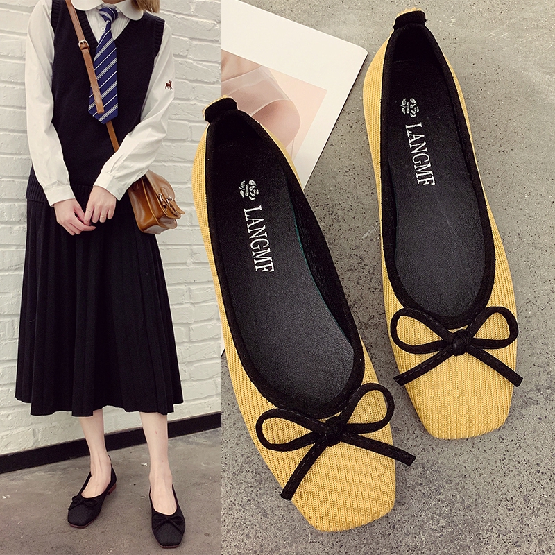 [ Mã 66CBSALE giảm 30K đơn 200K] Giày búp bê đính nơ phong cách Hàn Quốc