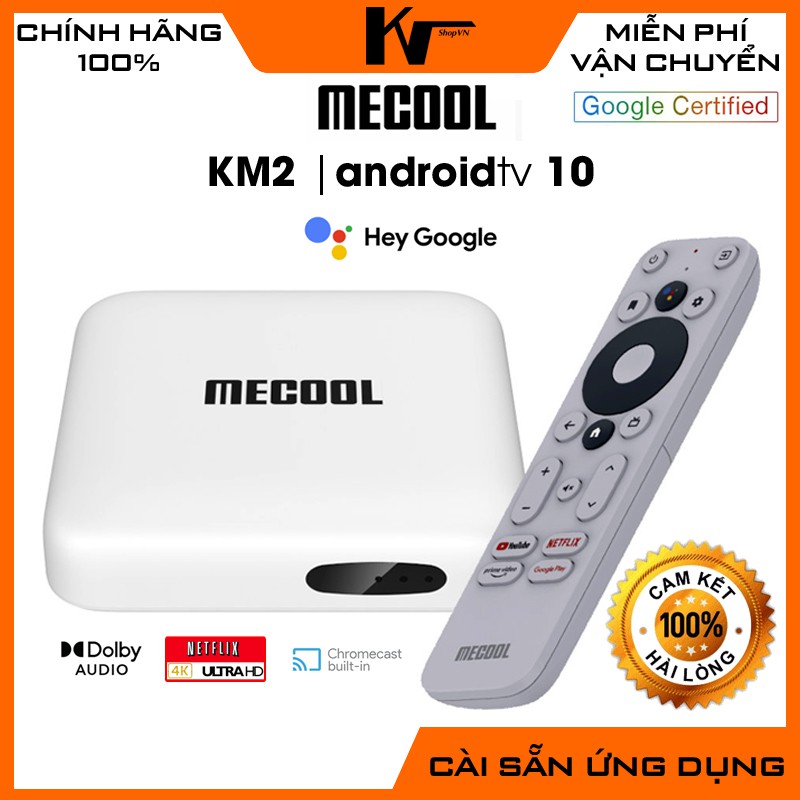 Android TV Box Mecool KM2, AndroidTV 10 bản quyền, Chứng chỉ Netflix 4K, Âm thanh Dolby, Điều khiển Voice Bluetooth