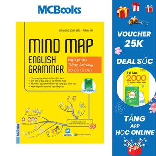 Sách - Mindmap English Grammar - Ngữ Pháp Tiếng Anh Bằng Sơ Đồ Tư Duy Cho Người Học Căn Bản - Học Kèm App