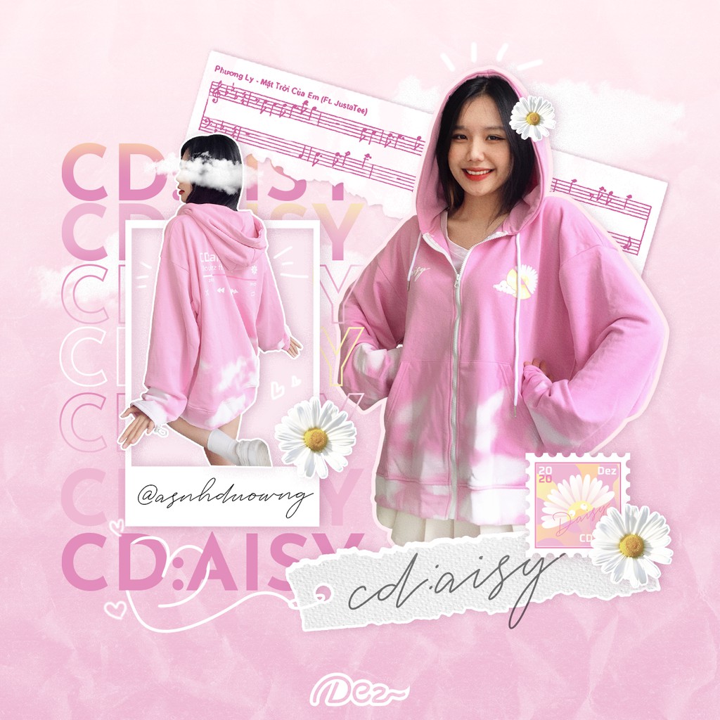 Áo Khoác Hoodie Zip Khóa CD:aisy - Nỉ Chân Cua (Xanh Trời, Hồng Cam, Xám Trắng, Vàng Kem, Xanh Biển, Hồng Ngọt)