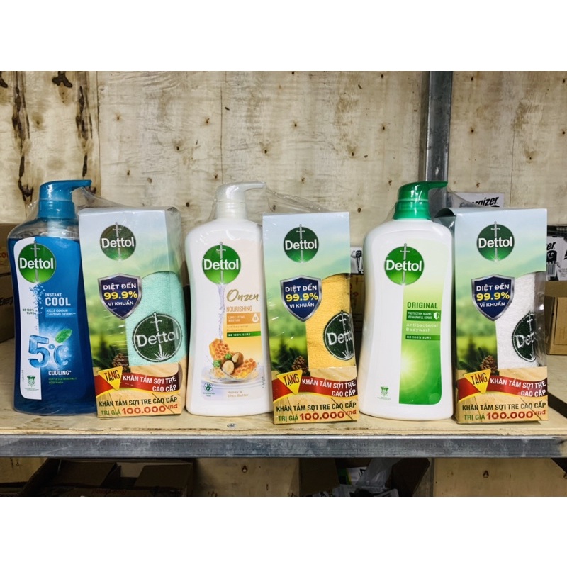 SỮA TẮM DETTOL DIỆT 99,9% Vi Khuẩn 950G Tặng Khăn Tắm Sợi Tre trị giá 100k