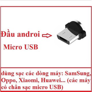 Dây sạc đầu nam châm Micro USB /Type C/Lightning 2A cho iOS/Android