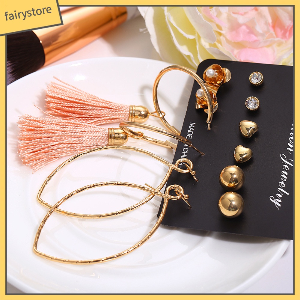 Set 6 Đôi Bông Tai Nhiều Kiểu Dáng Thời Trang Cho Nữ