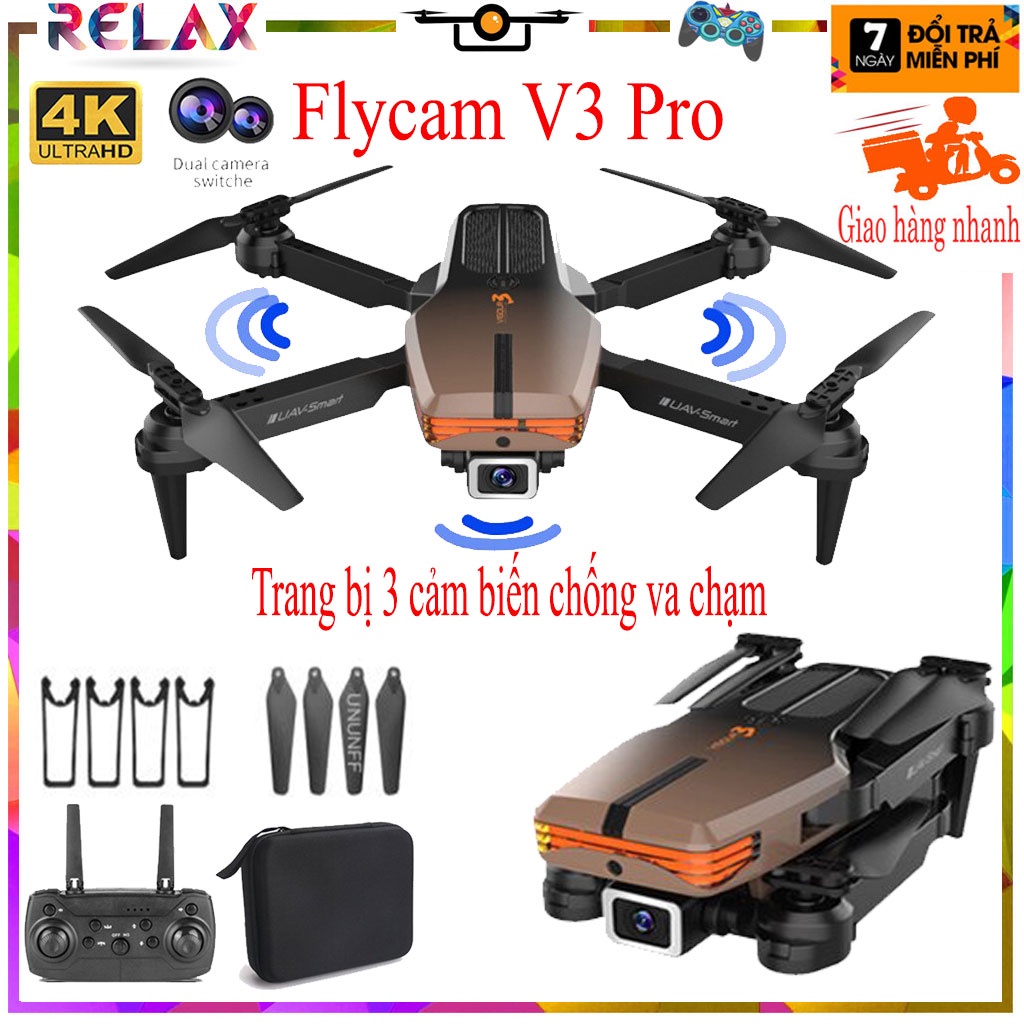 Tặng Kèm Túi Đựng Flycam giá rẻ quay phim - chụp ảnh 1080 HD, Máy bay điều khiển V3 Pro bay lượn thoả thích