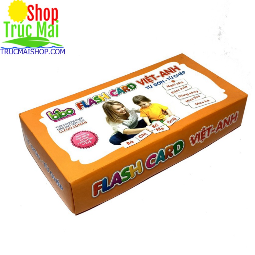 Bộ Thẻ Học Flashcard Cho Bé Học Từ Đơn Từ Ghép Song Ngữ Anh Việt Bibo