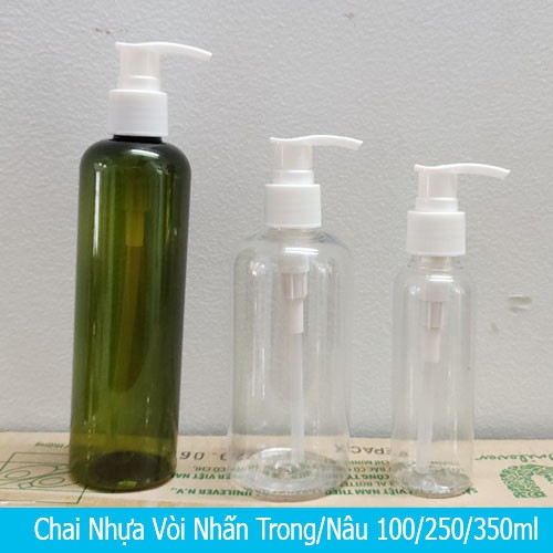 [100/250/300ml]Chai Nhựa Vòi Nhấn Trong/Nâu 100/250/300ml
