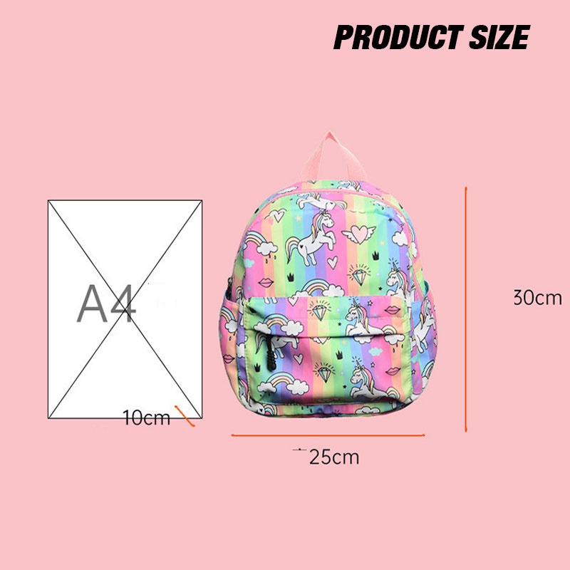 Balo đi học YADOU vải nylon in hình khủng long màu cầu vồng cỡ nhỏ và vừa dễ thương cho bé