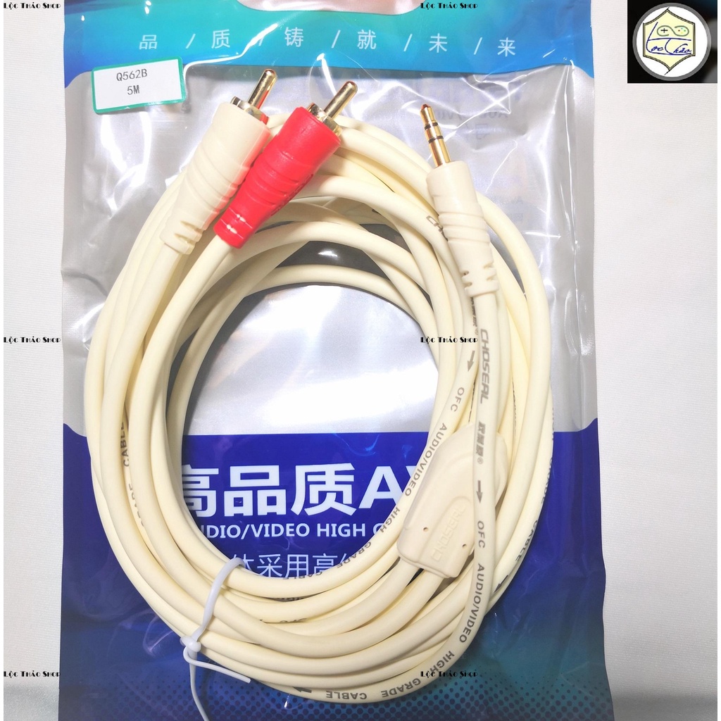 Cáp loa 1 đầu jack 3.5 ra 2 đầu AV hoa sen dài 1.8M 3M