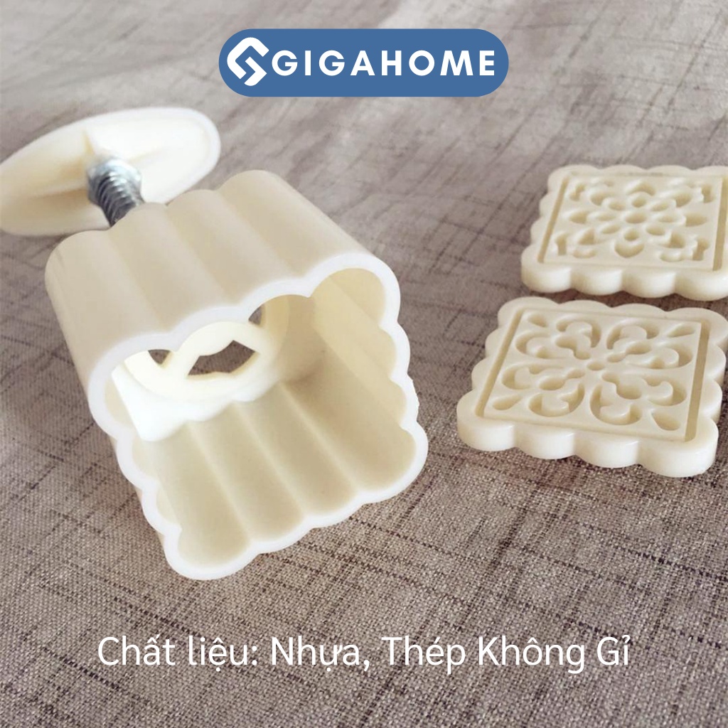 Bộ Khuôn Bánh Trung Thu Mini 50gram GIGAHOME Kèm 4 Mặt Thay Thế 7257