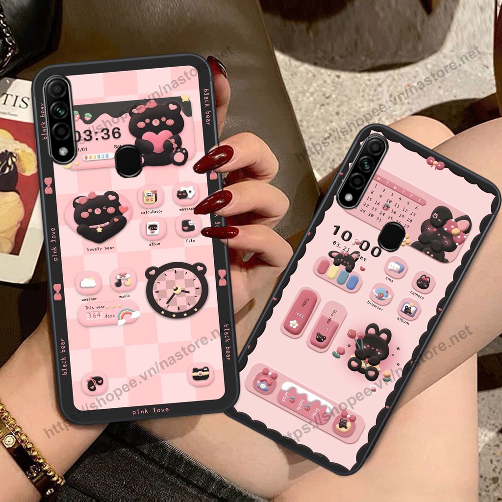 Ốp lưng Oppo A31 2020 / A8 gấu, đồng hồ dễ thương cute giá rẻ