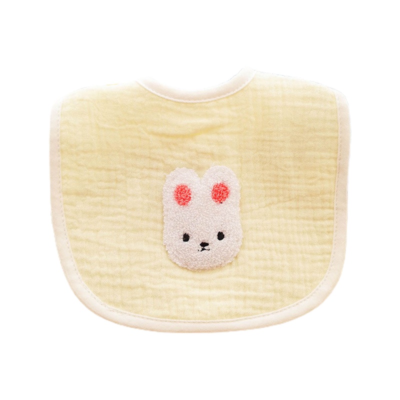 Yếm Ăn Vải Cotton Thấm Hút In Hoạt Hình Thỏ Đáng Yêu Cho Bé