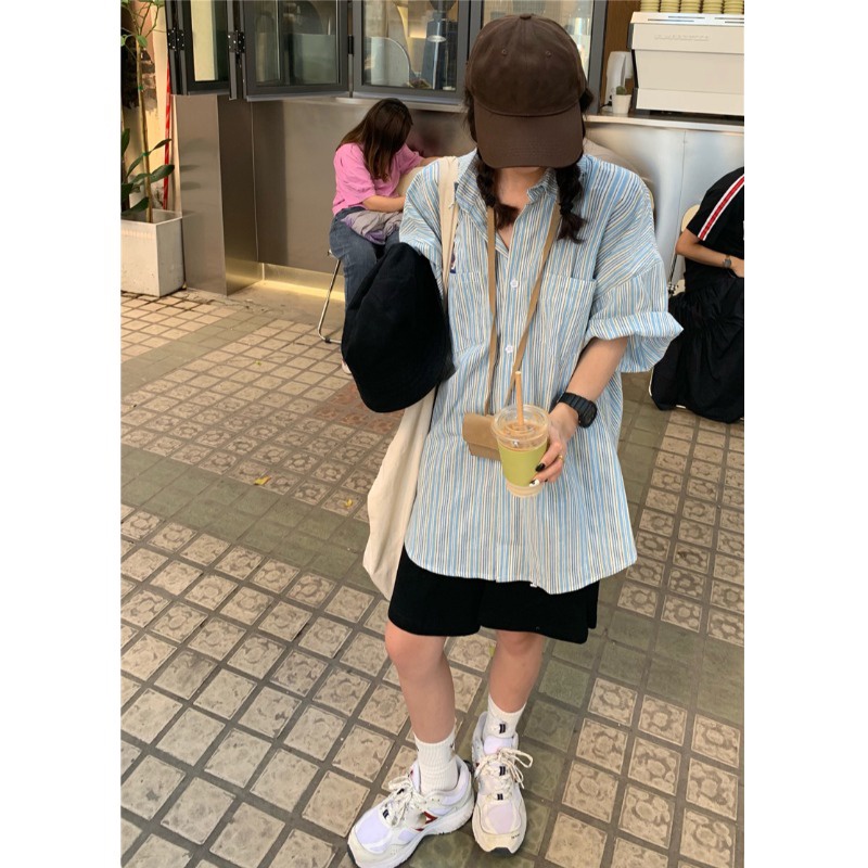 Áo Sơ Mi Tay Ngắn Dáng Rộng Phong Cách Hàn Quốc Dễ Phối Đồ