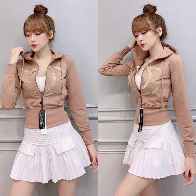 áo khoác nữ phom lửng thun cotton da cá loại 1 thêu logo mới 2021 | BigBuy360 - bigbuy360.vn