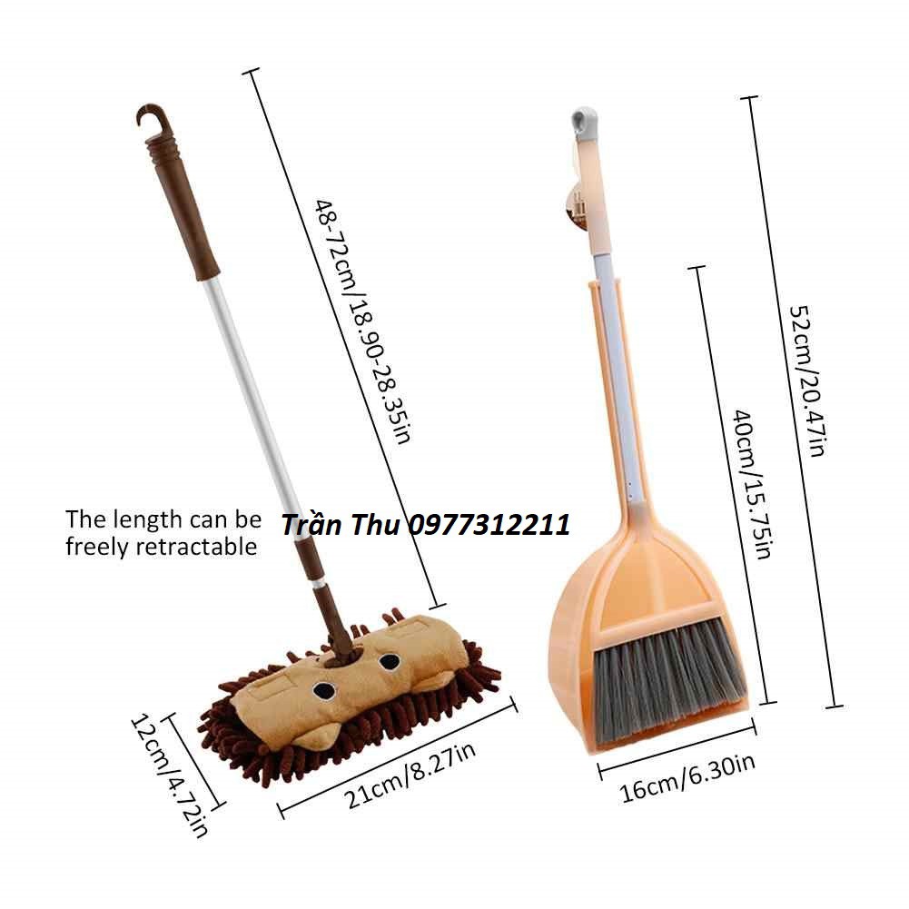 COMBO 3 SẢN PHẨM Bộ chổi và cây lau mini cho trẻ học làm việc nhà