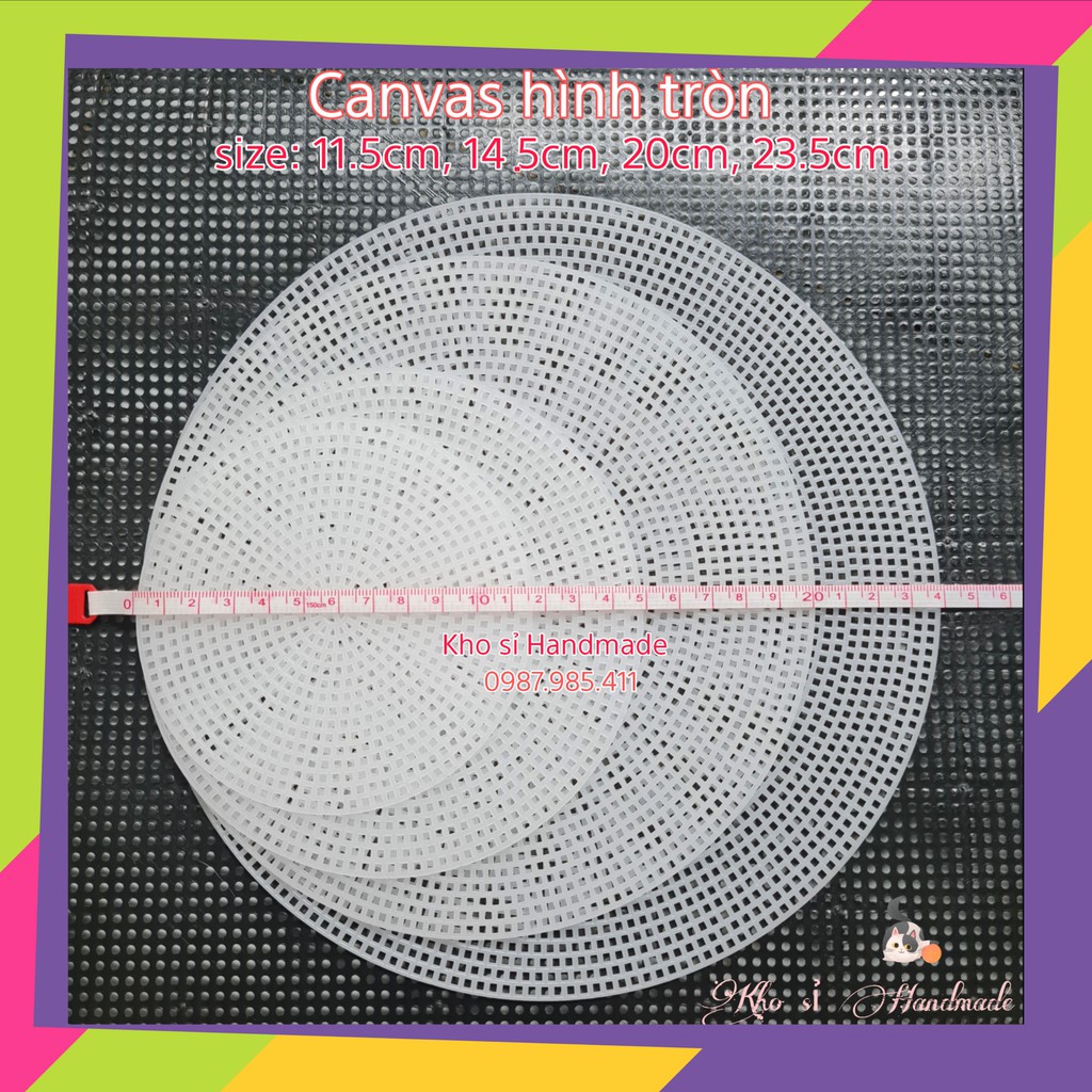 Canvas hình tròn - Phụ kiện túi xách, mũ handmade