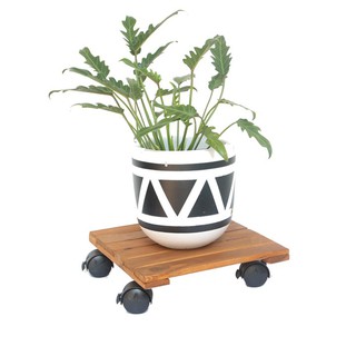Bộ 2 Đế Lót Chậu Cây Có Bánh Xe Hình Vuông (Chịu Lực 80kg)