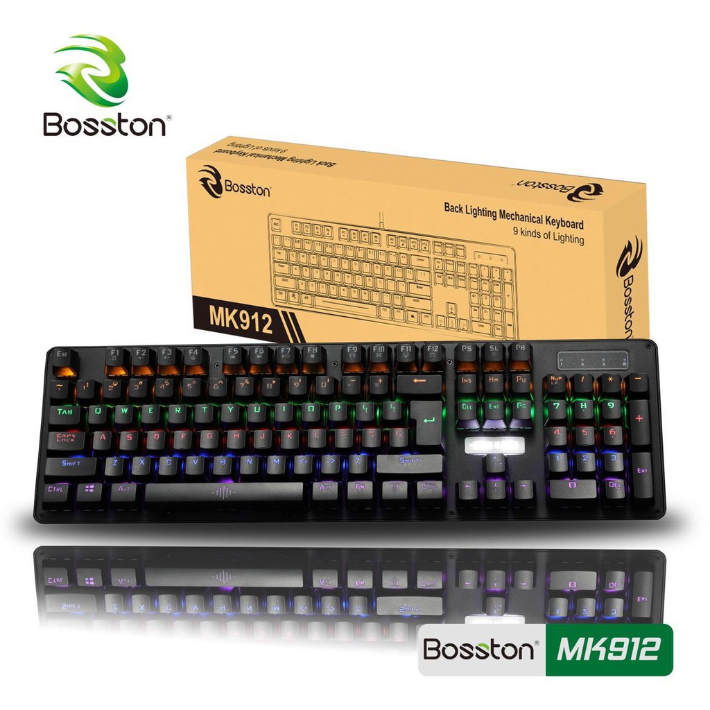 (BH 6 THÁNG) Phím Cơ Chuyên Game Bosston MK912 Full LED chống nước