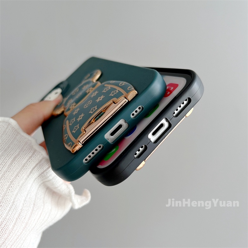 Ốp Điện Thoại Da Mềm Đế Kim Loại Cho IPhone 14 13 12 11 Pro Max X Xs Max Xr 7 8 Plus