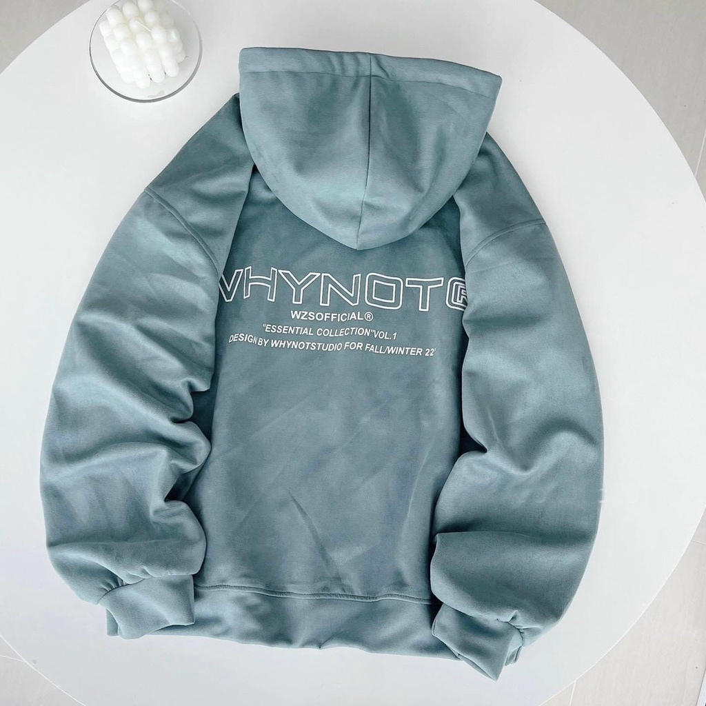 ÁO KHOÁC HOODIE NỈ NGOẠI NAM NỮ UNISEX FORM RỘNG WHY NOT DÀY DẶN 2 LỚP MÀU XANH CAO CẤP NITIQC ẤM ÁP SIÊU HOT