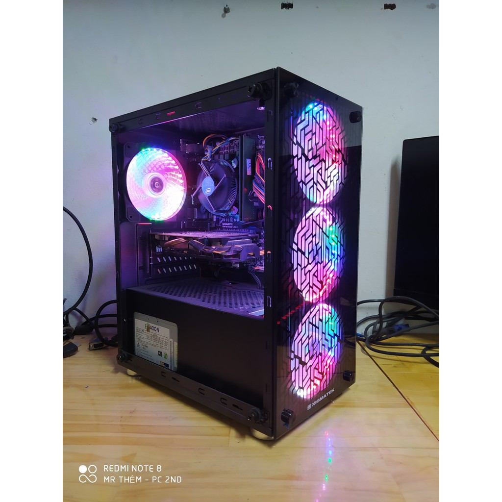 COMBO Vỏ Case Xigmatek NYX + 4 Fan LED 5 Màu có Ảnh Thật
