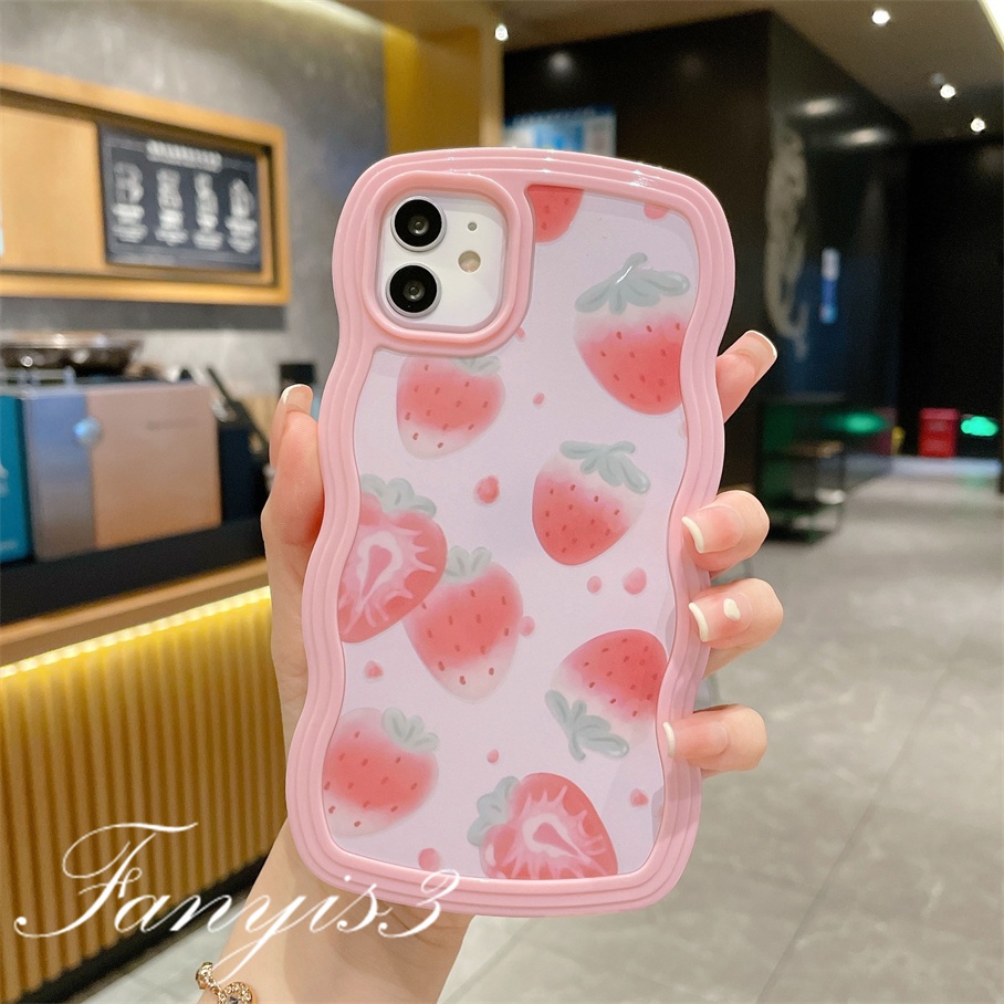 Ốp Điện Thoại Dẻo Trong Suốt Họa Tiết Hoạt Hình Dâu Tây Dễ Thương Cho iPhone 13 12 Mini 13 12 11 Pro Max X XR Xs Max