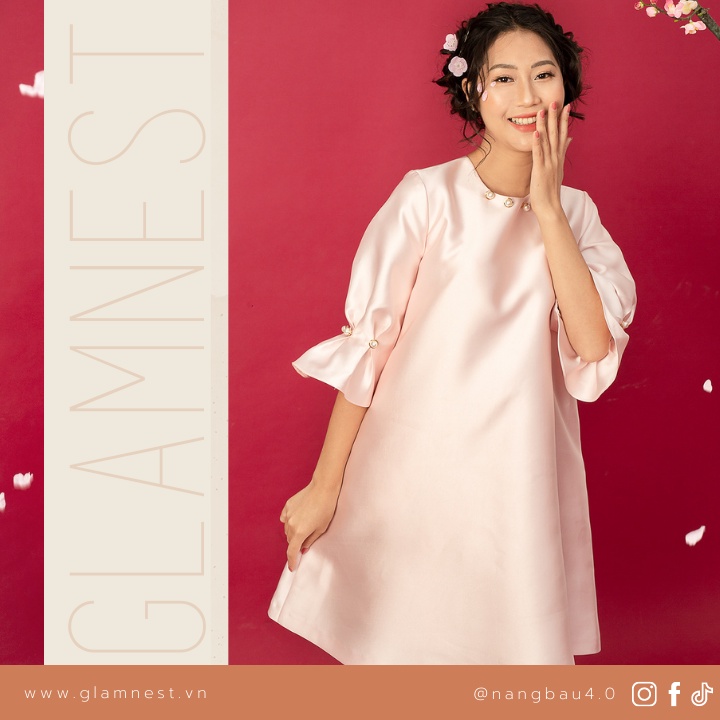 Váy Bầu Cao Cấp Đầm Bầu Dự Tiệc Thời Trang Đẹp GLAM NEST VN003