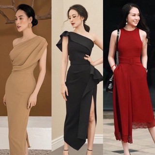 đầm dự tiệc lệch vai xẻ tà thiết kế cao cấp