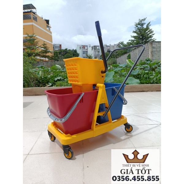Xe vắt nước thùng đôi dung tích 46L - Xe vắt móp 46 lít 2 ngăn hàng chính hãng