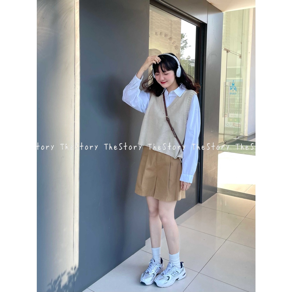 Quần short kaki nữ  Q791 trắng/ đen