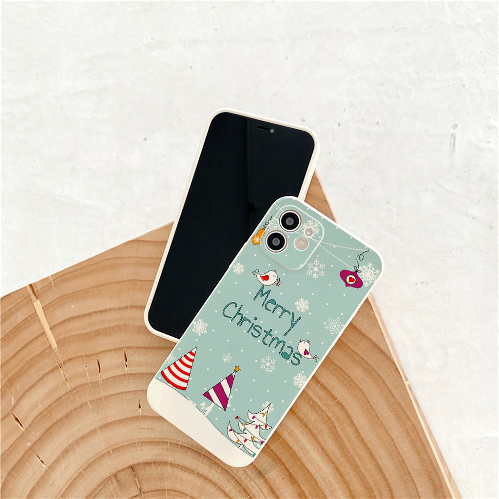 Ốp lưng iphone cạnh vuông Chrismast dành cho iphone 6 đến 14promax - E109