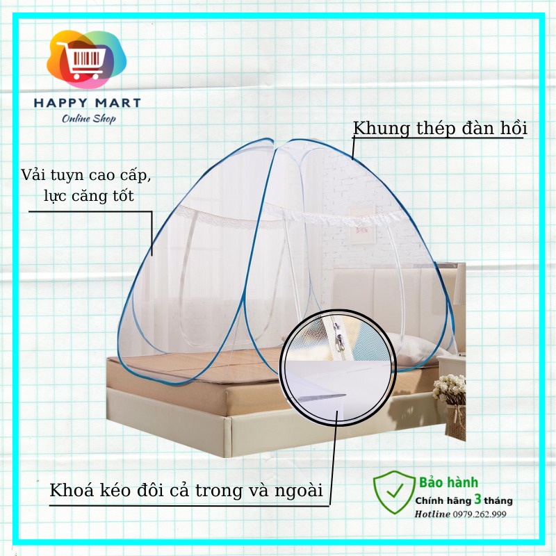 Màn chụp đỉnh chóp tự bung, màn chụp đỉnh nhọn chống muỗi tiện dụng dễ dàng gấp gọn, thông minh dành cho mọi nhà.