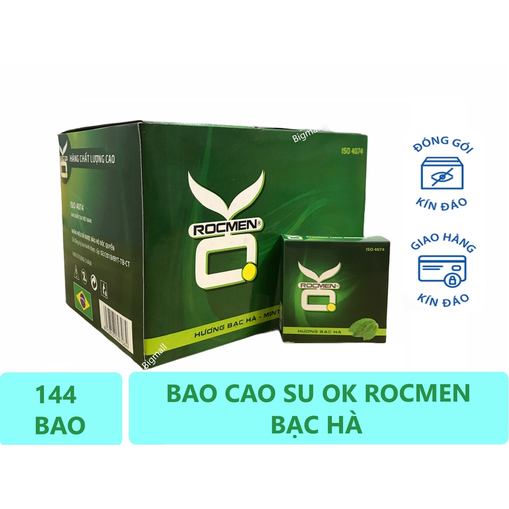 Bộ 1 hộp lớn Bao Cao Su OK Bạc Hà Mát Lạnh - Cho Cảm giác thăng hoa hộp 144 cái