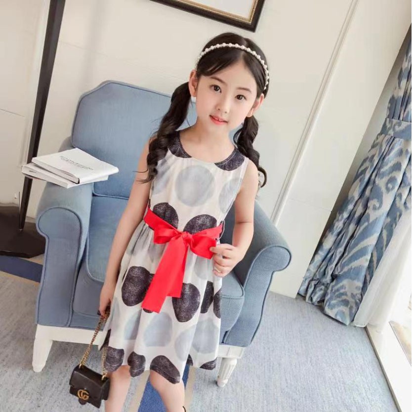 Váy đầm công chúa nơ đỏ style Hàn Quốc thời trang mùa hè cho bé gái Gifted Gift