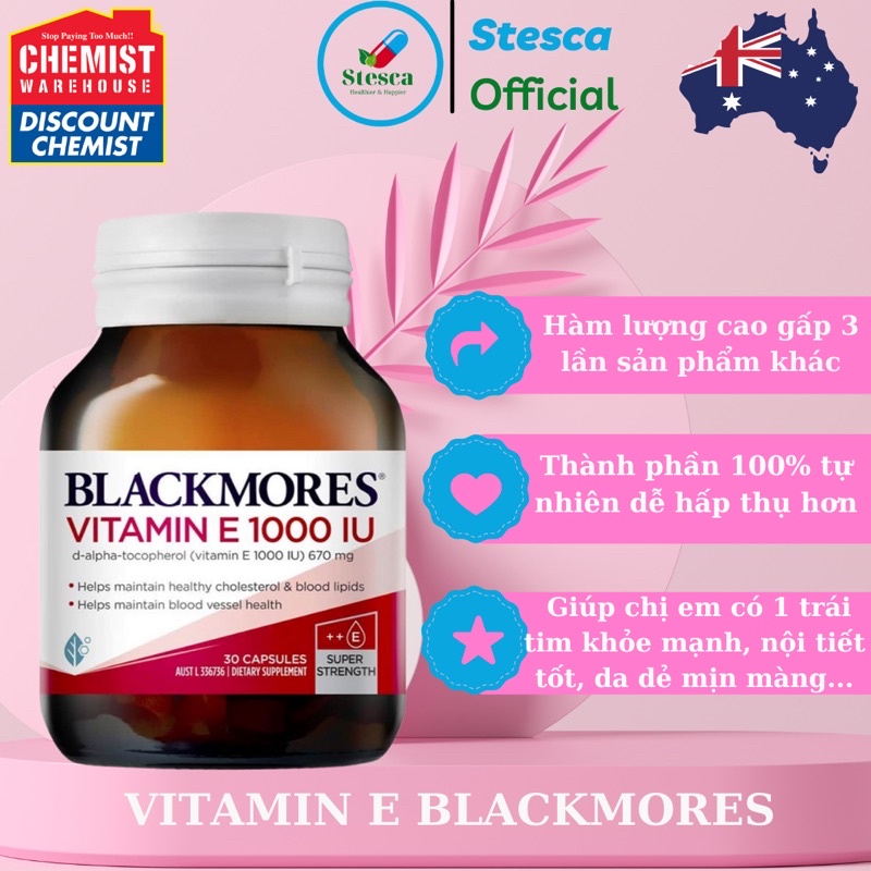 Vitamin Natural E 1000IU Blackmores Của Úc Lọ 30Viên và 100Viên