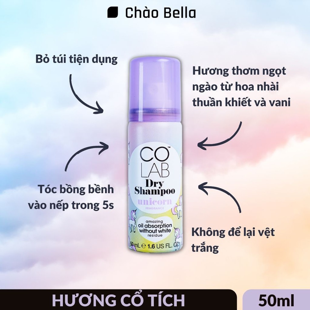 Combo 2 Dầu Gội Khô Colab Mini Hương Original Và Unicorn 50ml Lành Tính Giúp Tóc Sạch Bồng Bềnh Và Vào Nếp Trong 5 Giây