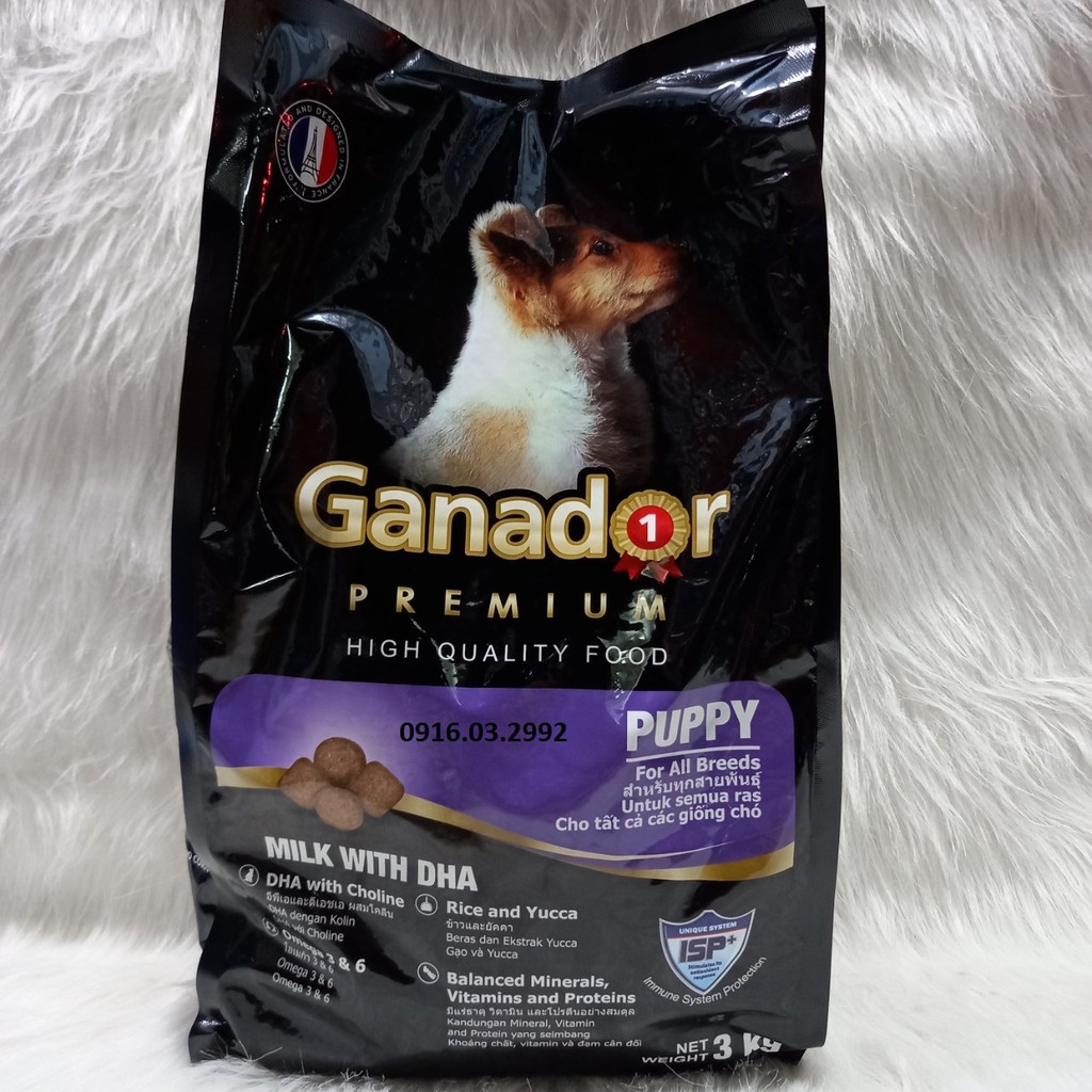 Thức ăn cho chó con Ganador 3kg, Thức ăn hạt khô cho chó