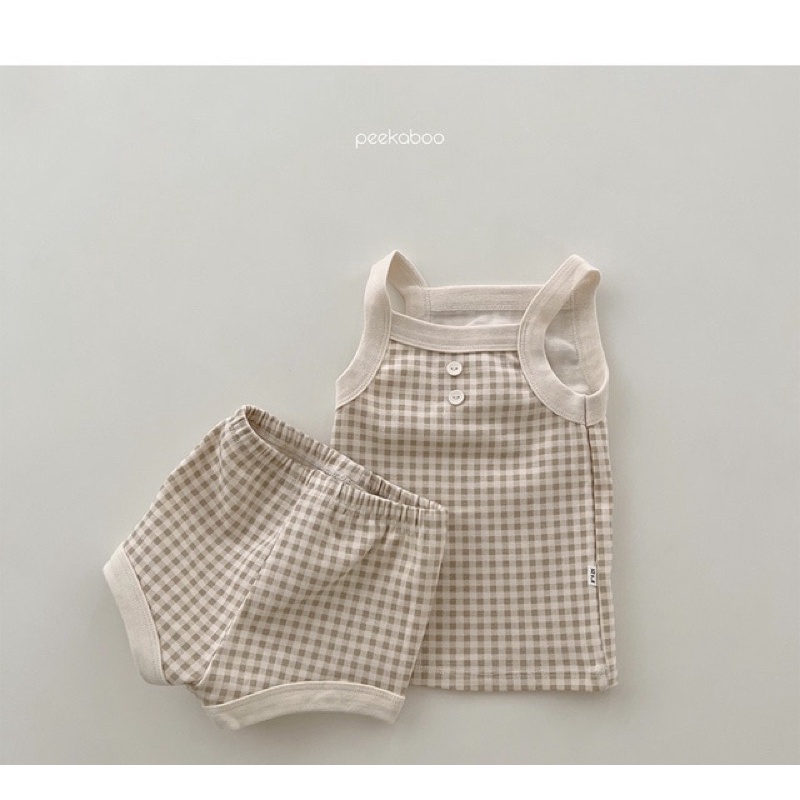 Bộ rời kẻ caro 2 dây PEEKABOO BST hè 2022