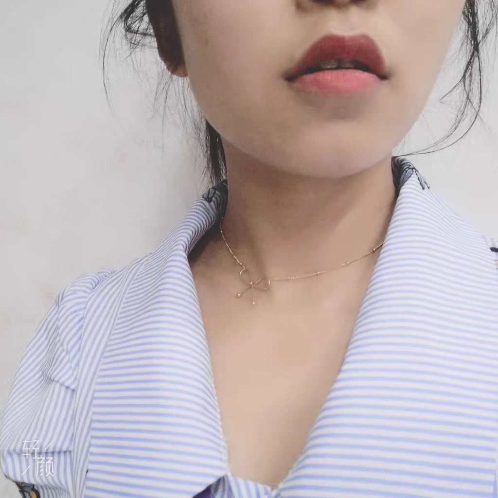 Vòng cổ mạ vàng mặt hình nơ đính đá kiểu dáng thanh lịch