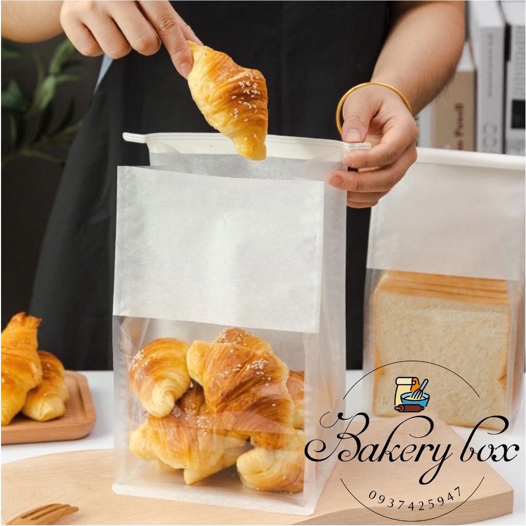 Túi Giấy Kẽm Cuộn Nhỏ Màu Trắng Đựng Sandwich, Bánh Quy Bơ, Cookie