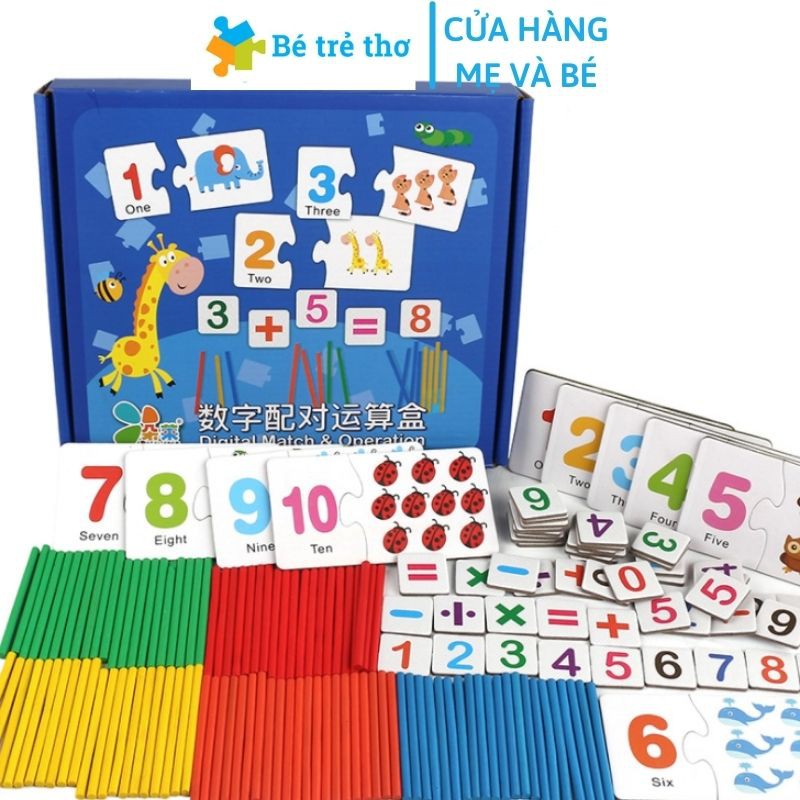 Đồ chơi gỗ que tính học toán cho bé, giáo cụ montessori thông minh từ 3 đến 6 tuổi