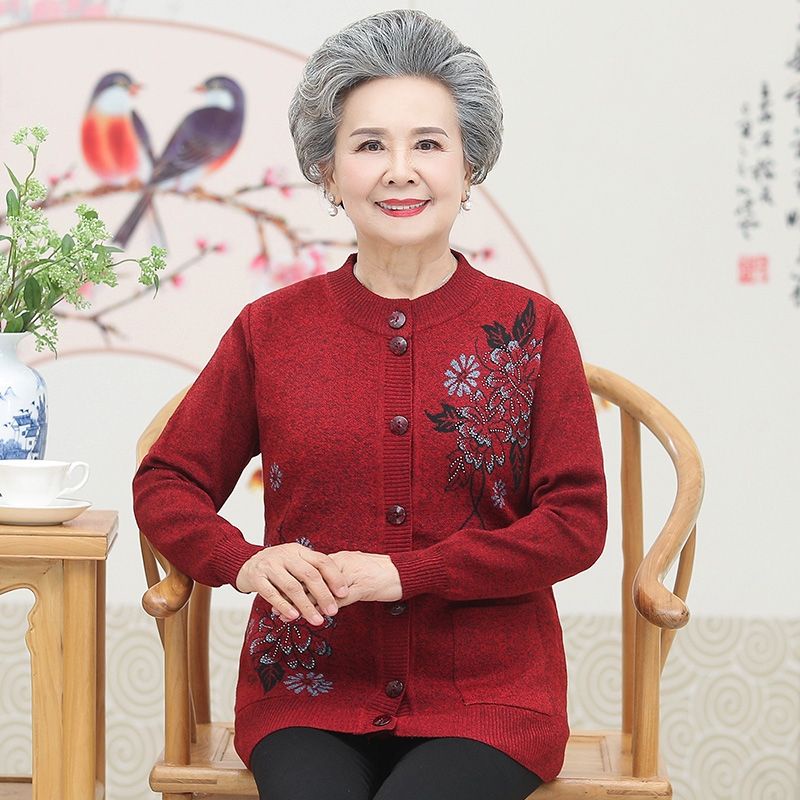 Áo len ấm cho người già áo khoác len nữ trung niên