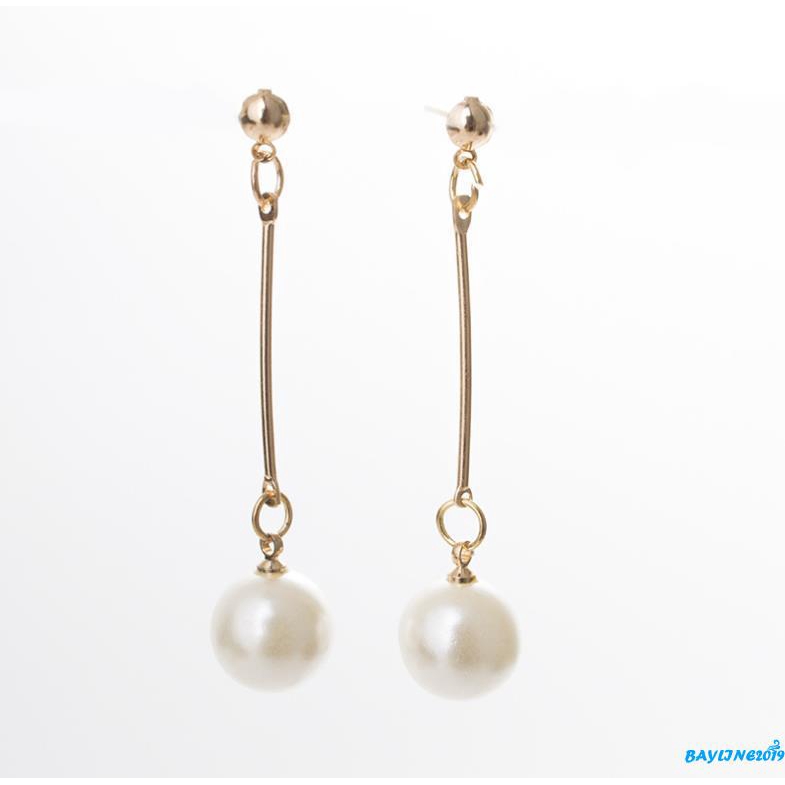 Khuyên tai dài đính hạt ngọc trai nhân tạo thời trang