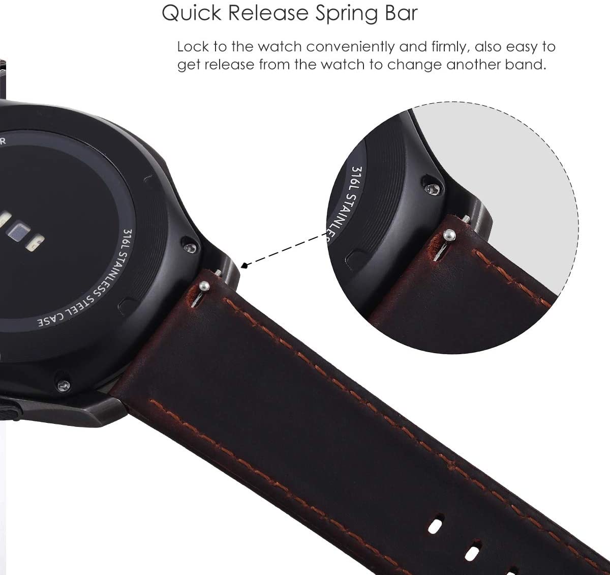 Dây đeo bằng da Frosted Crazy Horse Band cho Xiaomi Mi Watch Color