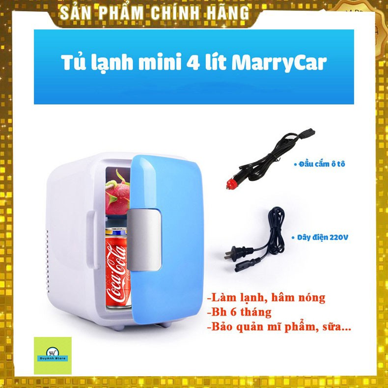 Tủ lạnh mini 2 chế độ nóng lạnh 4 lít MarryCar MR-TL4L cho gia đình và trên ô tô- Tủ lạnh trên ô tô tiện lợi