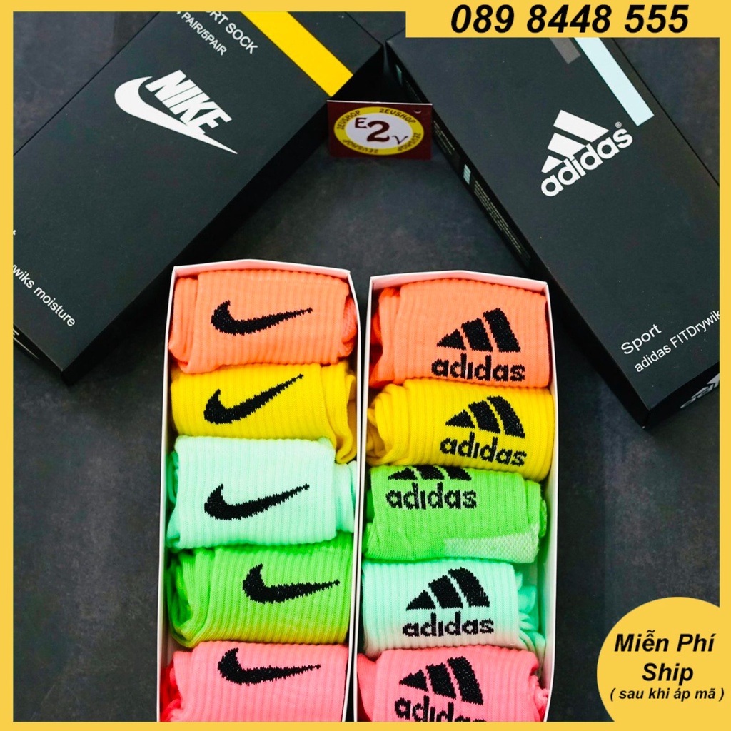 Hộp Tất Vớ 5 Đôi Cổ Cao Nam Nữ Thời Trang Thể Thao Bóng Đá Cao Cấp - 2evshop