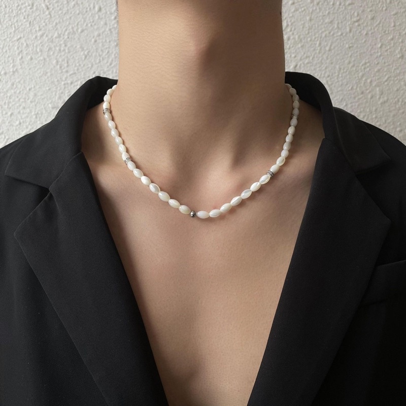 Dây chuyền hạt đá trắng kiểu dáng choker